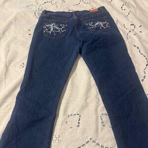 Dark Blue Flare Pants w/ Back Design | Size 11 | Y2K Vibes